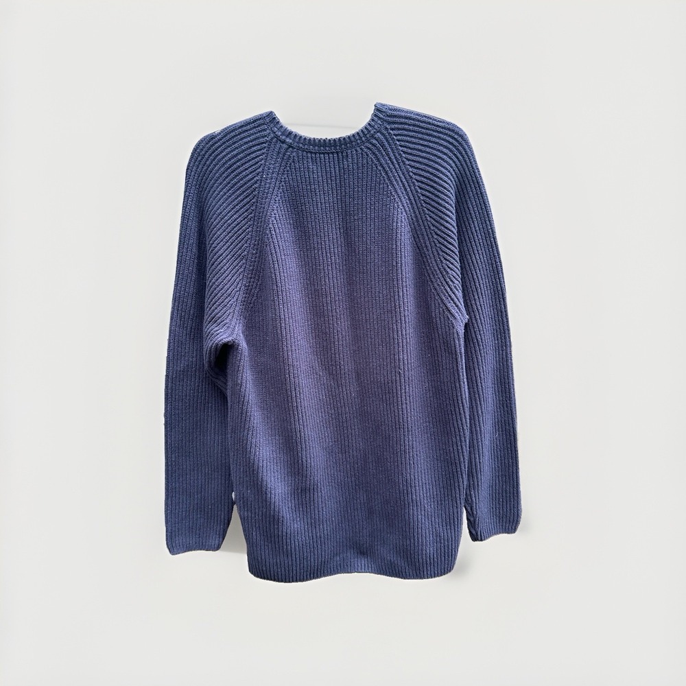 Claiborne Mens Navy Blue Ribbed Knit Crewneck Sweater Pullover XL Cotton Blend - Picture 4 of 4